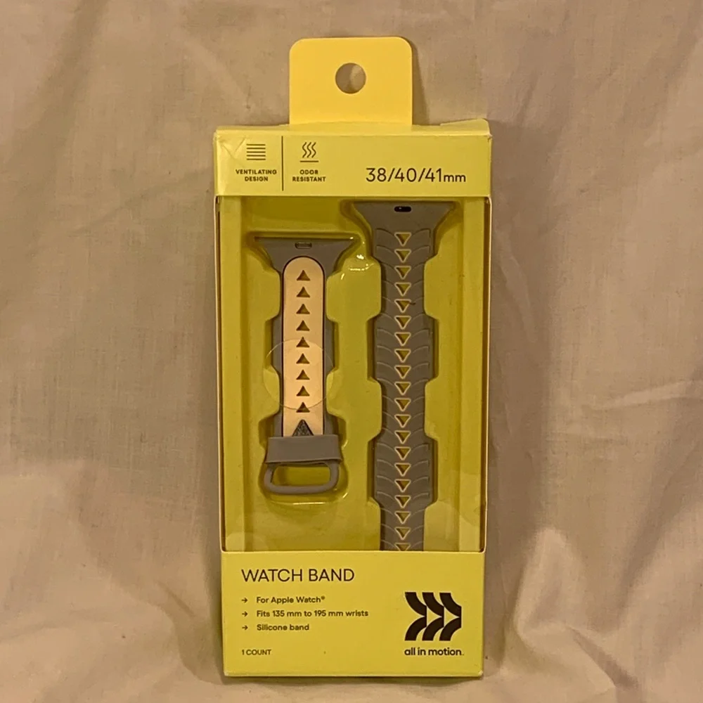 all in motion gray and yellow watch band for apple watch 42/44/45 MM, NIB